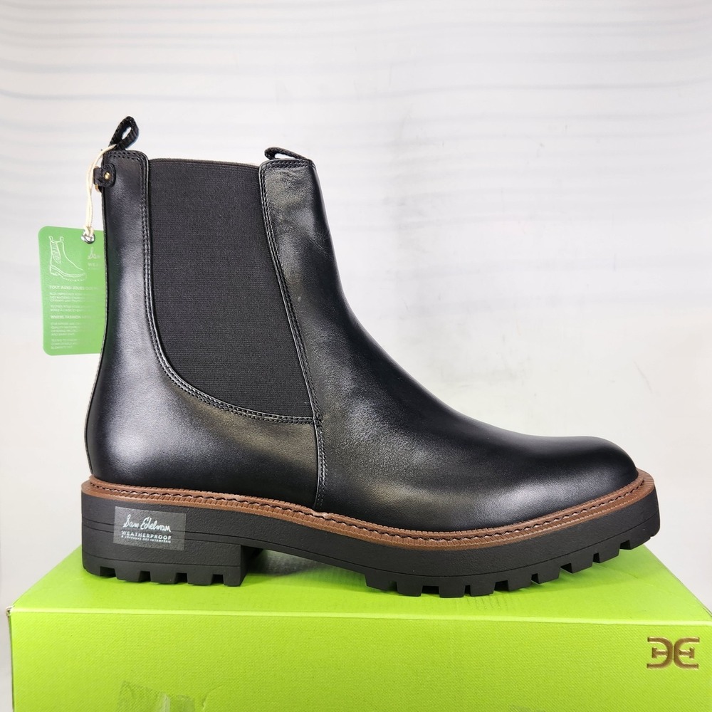 Sam Edelman Laguna Chelsea Boot Women Size 14 Black Leather Weatherproof Lug